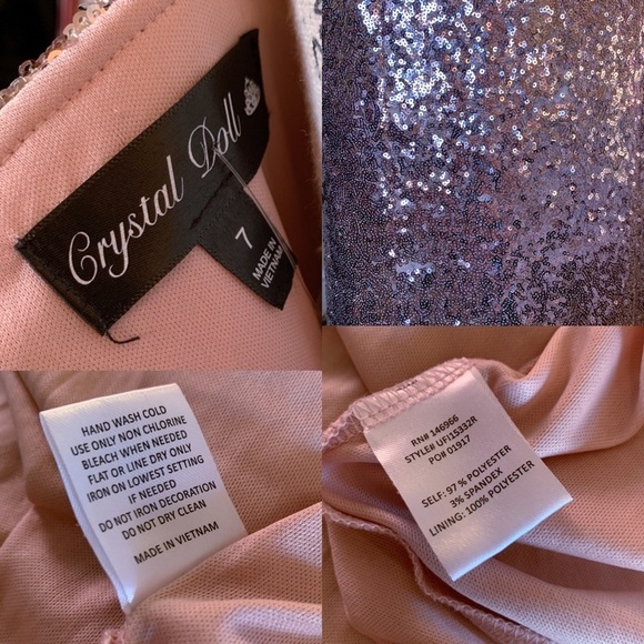 new Crystal Doll Ombré Sequined Mermaid Gown Formal Dress Light Pink Silver - Picture 13 of 16